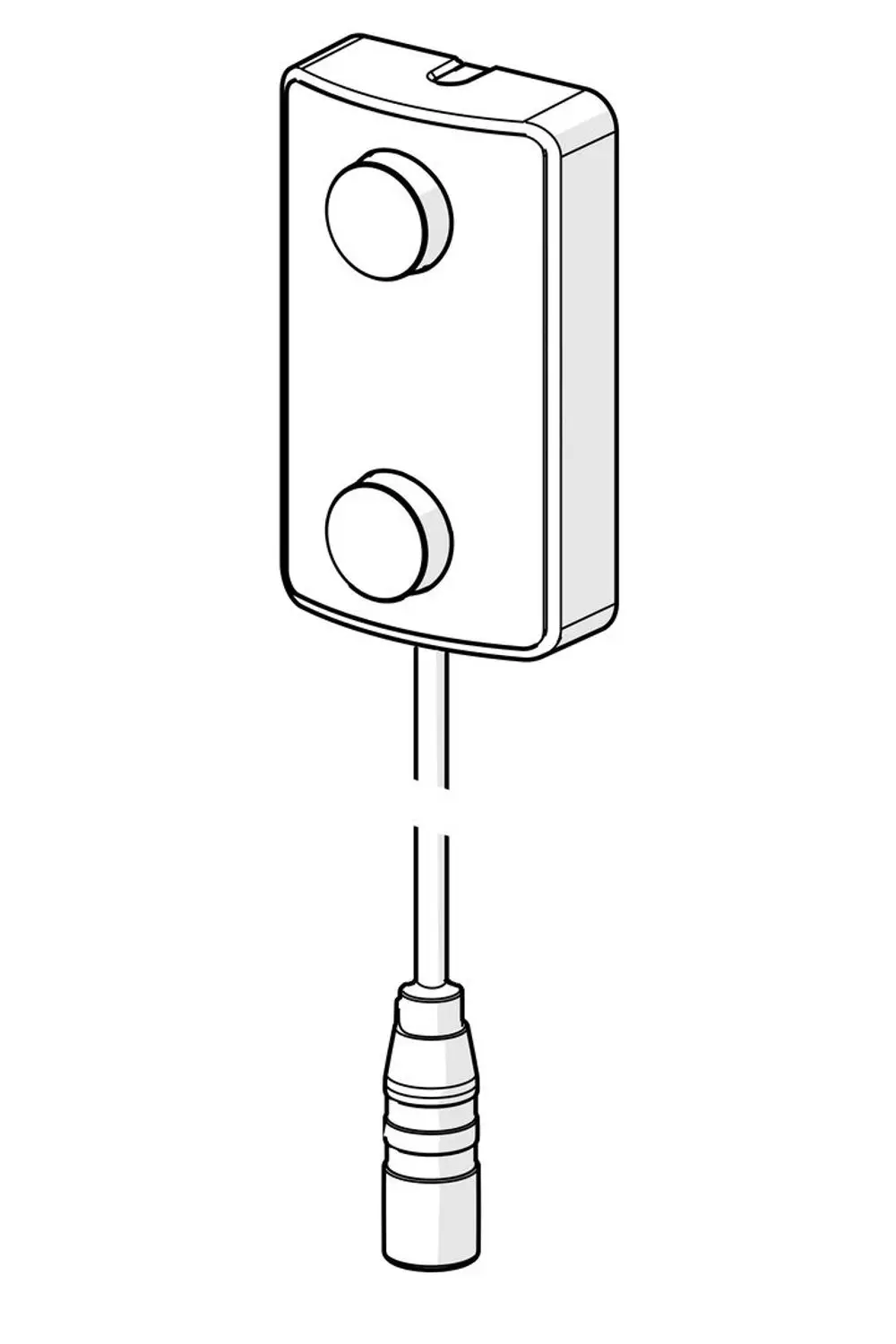 Sensor von HANSA mit zwei Drucktasten und einem Kabel mit Stecker. Einfaches, funktionales Design zur Nutzung in verschiedenen Anwendungen.